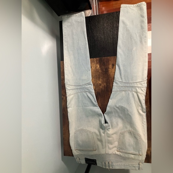 balmain blue biker spray jeans in 151 lt blue 34 M - Picture 5 of 14